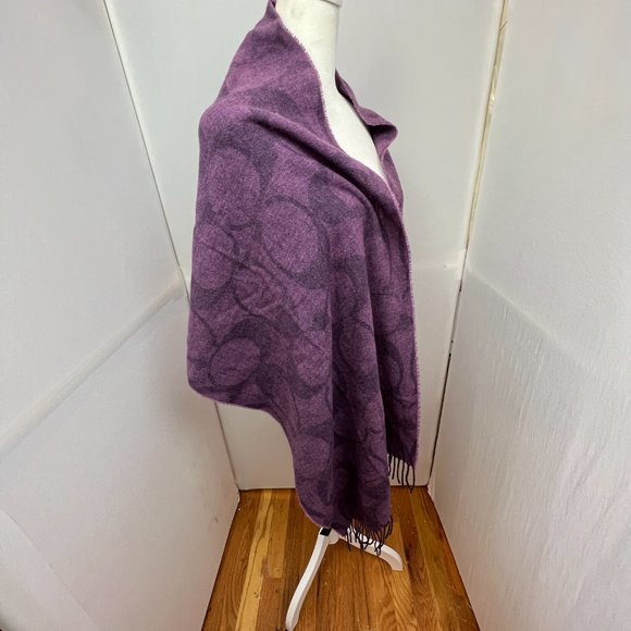 Coach Wool Silk Angora Cashmere Blend Logo Scarf - Picture 4 of 7
